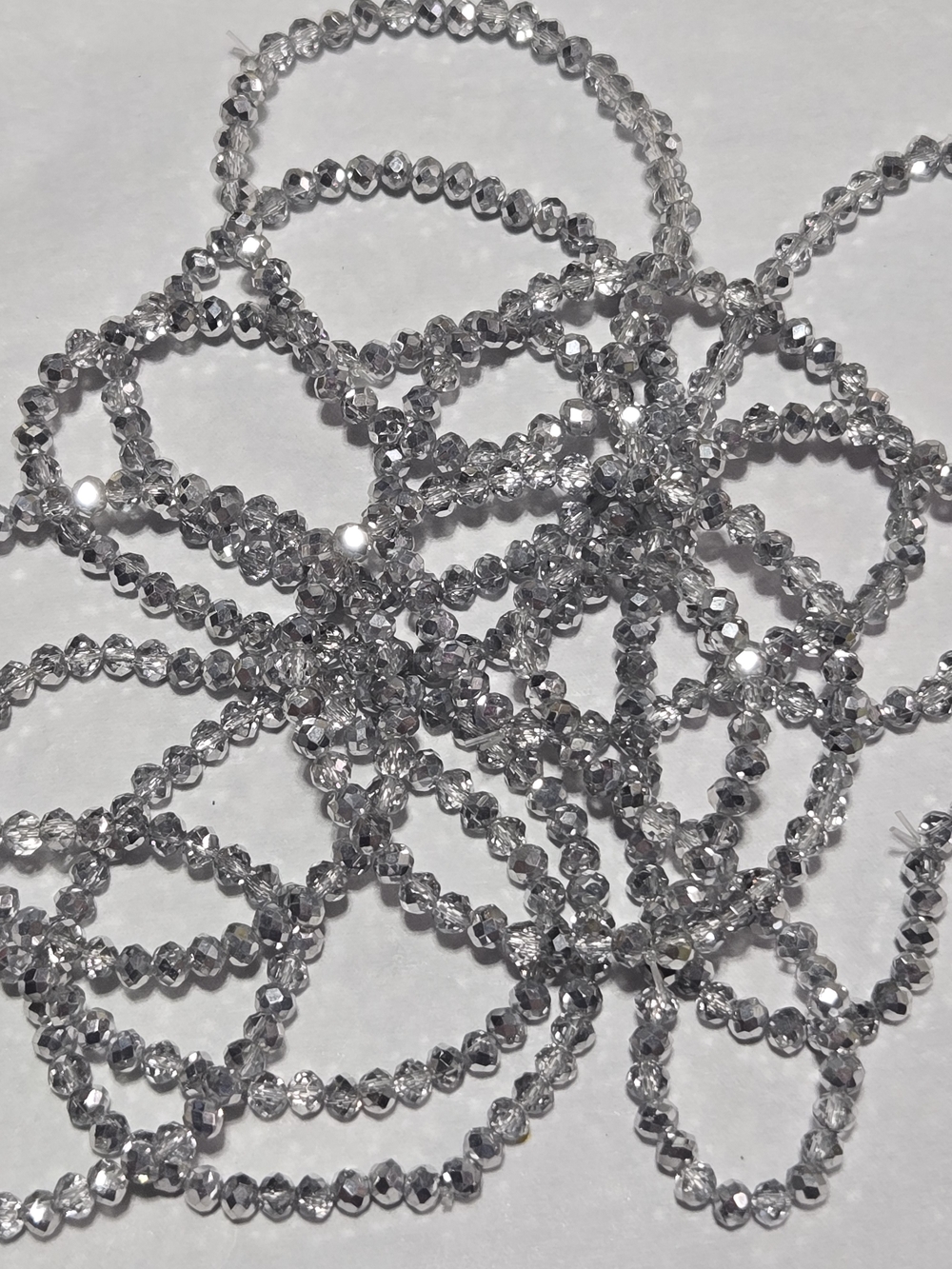 4mm Faceted Stretch Bracelet — Silver Sparkle - For 1